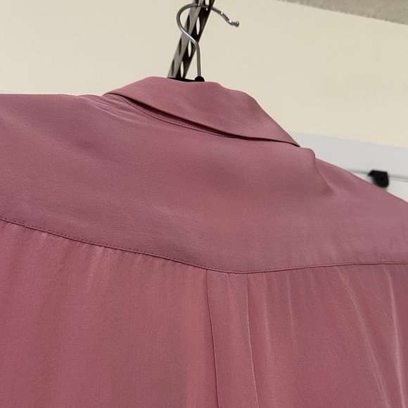 100% Silk Iris & Ink Button-Up Blouse | Dusty Rose Pink - Picture 7 of 11